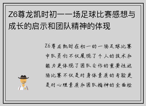 Z6尊龙凯时初一一场足球比赛感想与成长的启示和团队精神的体现